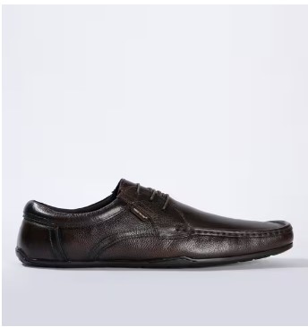 Kalyan Textured Derby Shoes with Moc-Stitch Upper