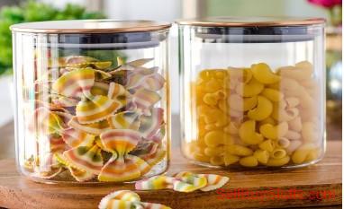 Mumbai Goodhomes Set Of 2 Transparent Basic Round Medium Jars With Lid
