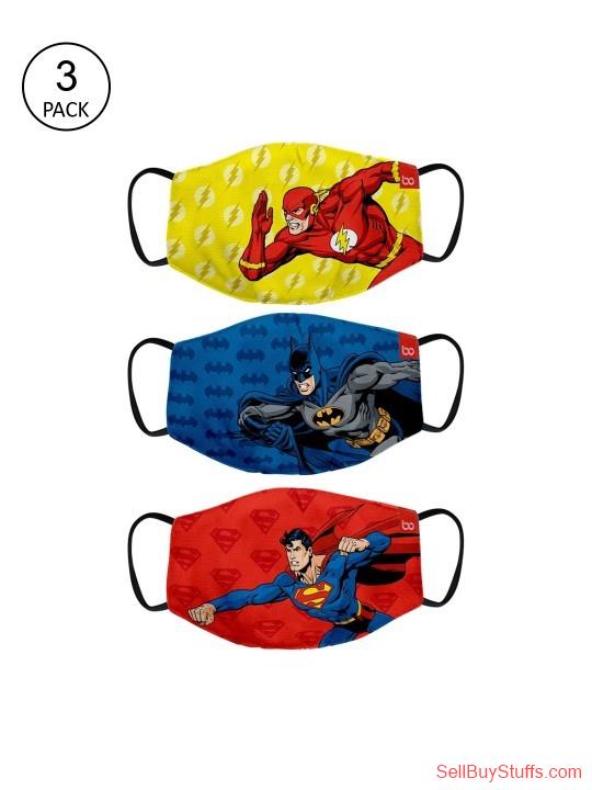 Mumbai BonOrganik Kids Pack Of 3 Printed 2-Ply Reusable Cotton Cloth Masks