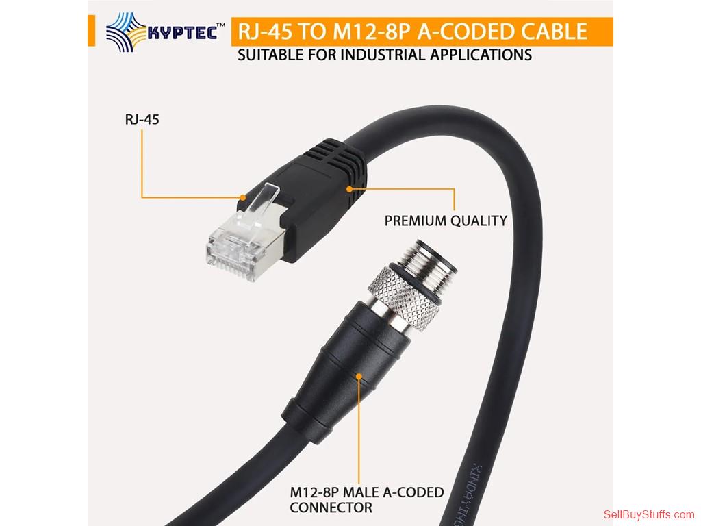 Delhi RJ-45 to M12 8-Pin A-Coded Industrial Camera Cable, CAT 6 – Kyptec Automation®