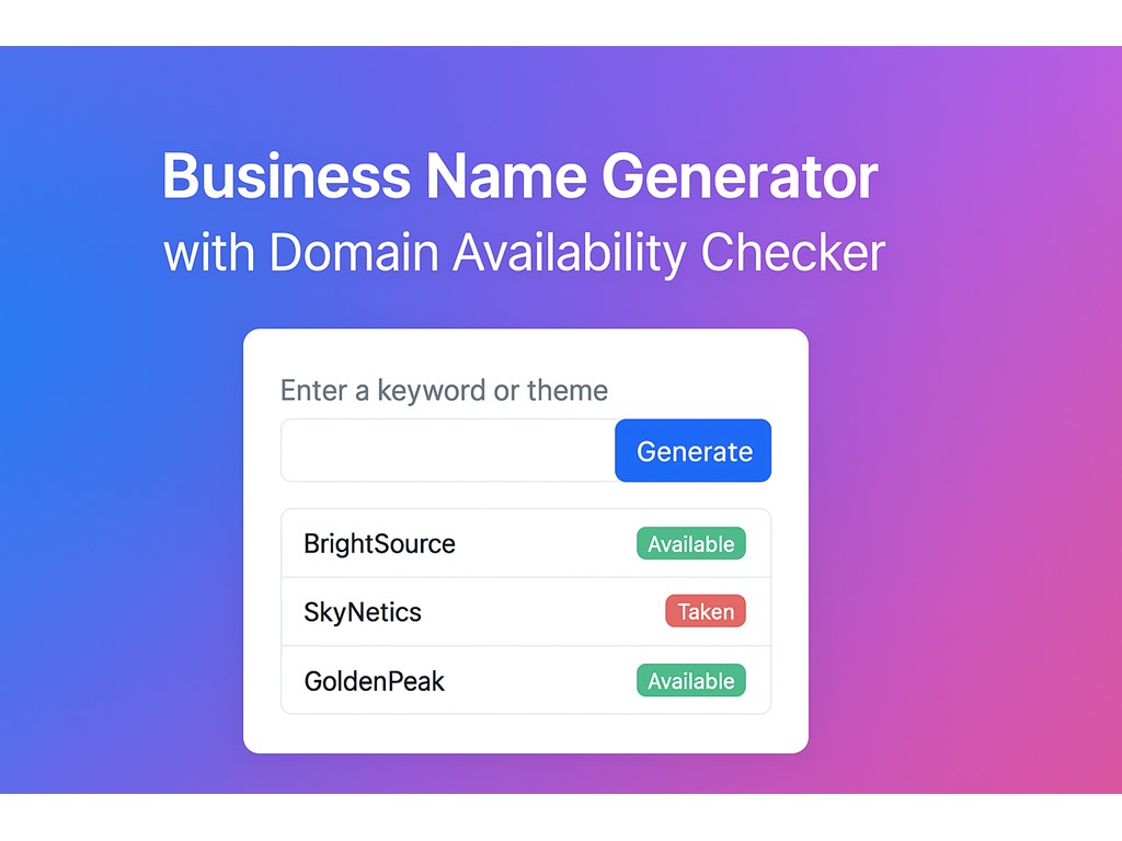 Indore Business Name Generator with Domain Check