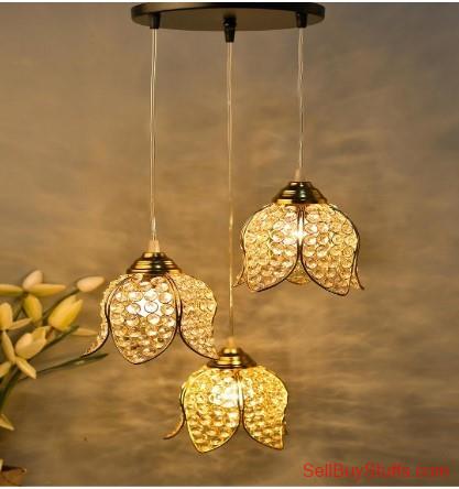 Mumbai Homesake Gold-Toned & Transparent Self Design Handcrafted Ceiling Lamp