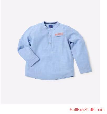 Mumbai Ajio -Woven Shirt with Band Collar