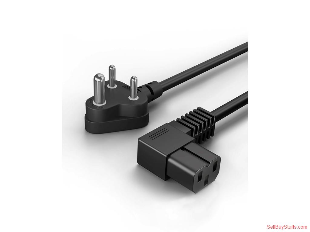 Delhi FEDUS 90 Degree L Shape 3 Pin Computer Power Cable Cord for Desktops PC and Printers/Monitor SMPS Power Cable IEC Mains Power Cable Black