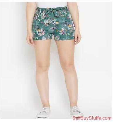 Mumbai Tropical Print Hot Pants with Fabric Belt