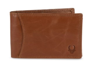 Mumbai WildHorn Men Tan Brown RFID Protected Genuine Leather Hand-Stitched Solid Two Fold Wallet