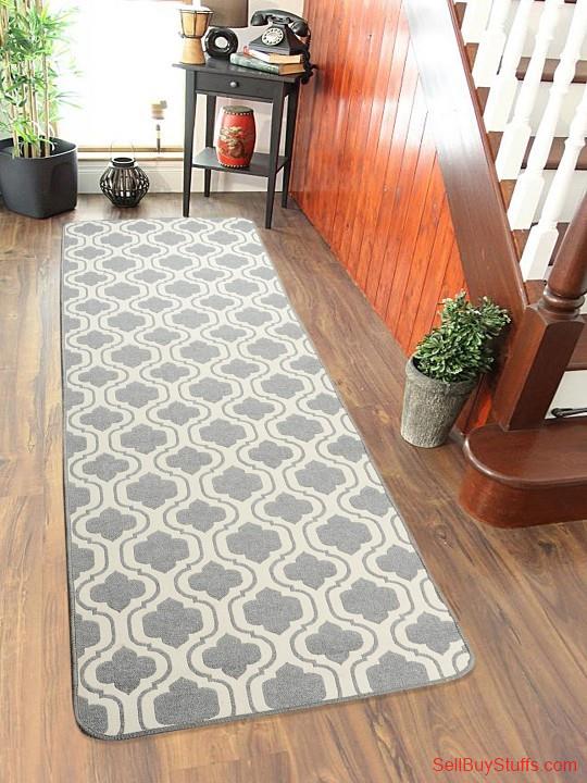 Mumbai Saral Home Grey & White Ethnic Runner