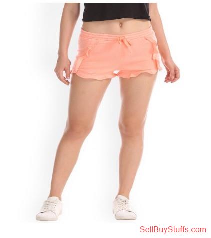 Mumbai Aeropostale Women Orange Solid Regular Fit Regular Shorts