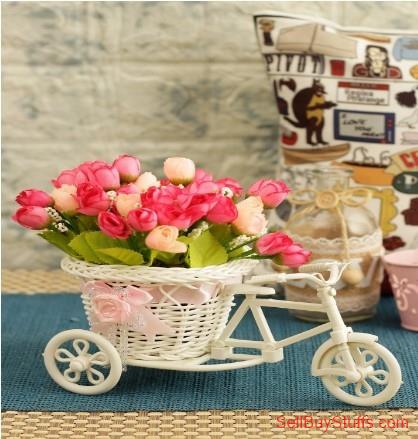 Mumbai TIED RIBBONS Set of 2 Pink & White Artificial Flower Bunches With Vase