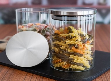 Mumbai GOODHOMES Set of 2 Transparent Borosilicate Airtight Jars with Metal Lid