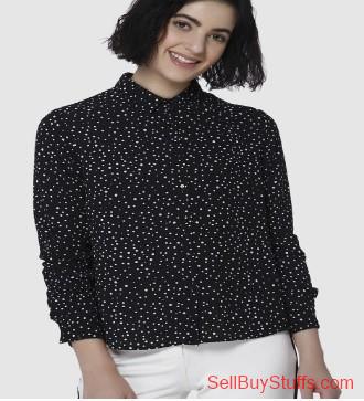 second hand/new: Vero Moda Women Black Regular Fit Printed Casual Shirt