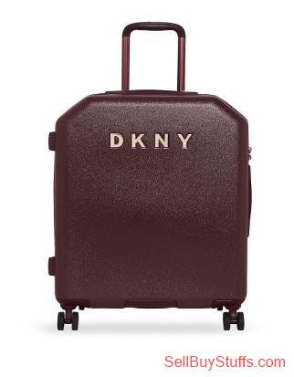 Mumbai DKNY Unisex Burgundy Textured Allore Hard-Sided Large Trolley Suitcase