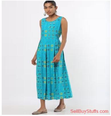 Mumbai Floral Print A-line Dress with Tasseled Waist Tie-Up