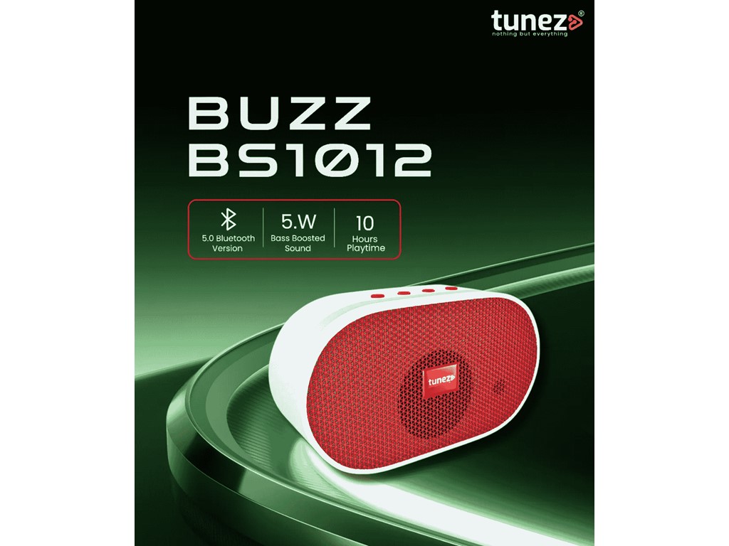 Bangalore Best Speaker Under 1000 – Portable Bluetooth Speaker with Bass Boosted Sound (Tunez Buzz BS1012) 