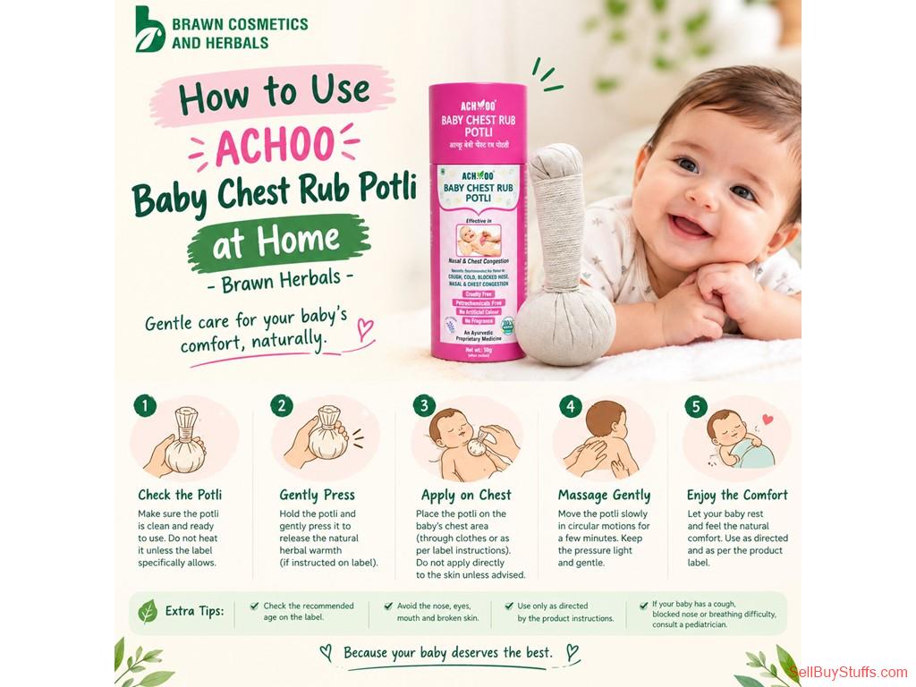 Gurgaon How to Use ACHOO Baby Chest Rub Potli at Home- Brawn Herbals