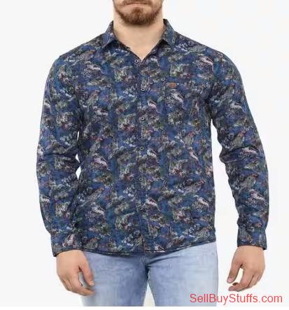 Mumbai Bird Print Slim Fit Shirt with Patch Pocket
