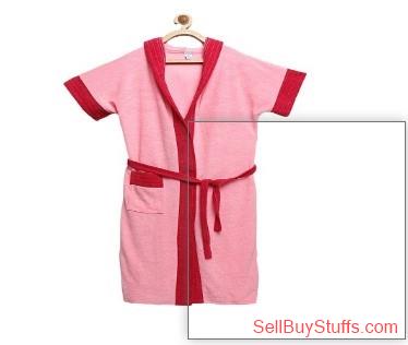 Mumbai Myntra New-ELEVANTO Kids Pink & Red Colourblocked BATHKIDOO Bath Robe