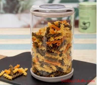 Mumbai White Gold Transparent Flip Lock-Tight Borosilicate Glass Storage Jar
