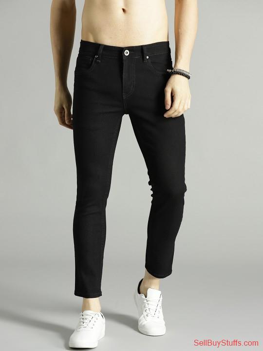 Mumbai Roadster Men Black Skinny Fit Mid-Rise Clean Look Stretchable Cropped Jeans