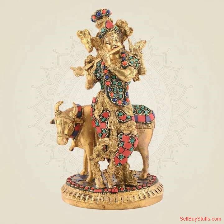 NOIDA Elegant Brass Krishna Idol for Home Décor & Temple