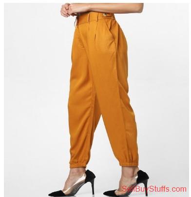 Mumbai ONLY Women Mustard Yellow Regular Fit Solid Joggers