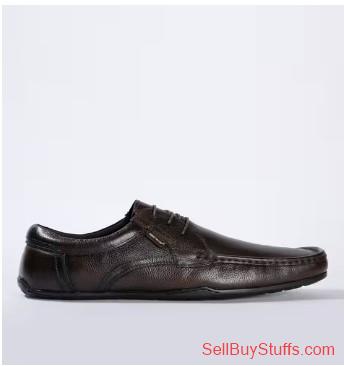 Kalyan Textured Derby Shoes with Moc-Stitch Upper