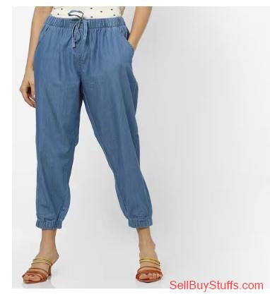 Mumbai Cropped Denim Joggers with Slant Pockets
