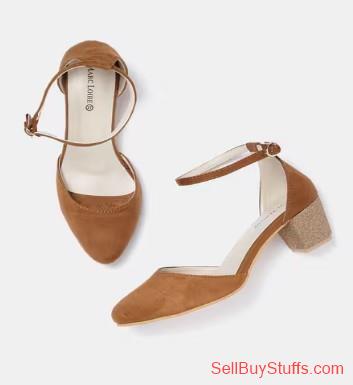 Mumbai Pointy-Toe Block Heels with Ankle Strap