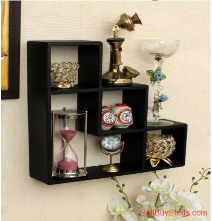 Mumbai Home Sparkle Black MDF Basic L-Shaped Wall Shelf