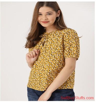 Mumbai DressBerry Women Mustard Yellow Printed Top
