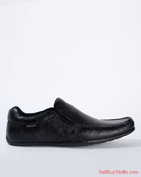 Mumbai Textured Slip-On Shoes with Moc-Stitch Upper