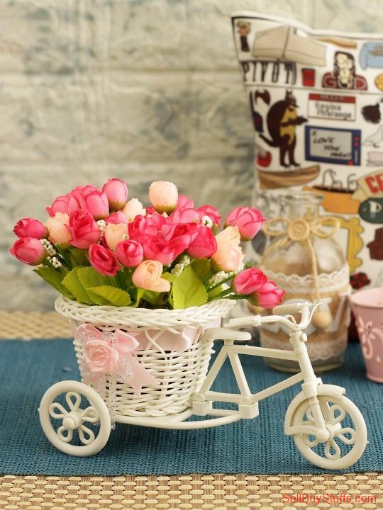 Mumbai TIED RIBBONS Set of 2 Pink & White Artificial Flower Bunches With Vase