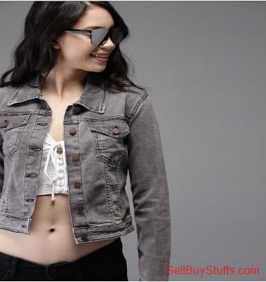 Mumbai HERE&NOW Women Grey Solid Cropped Denim Jacket