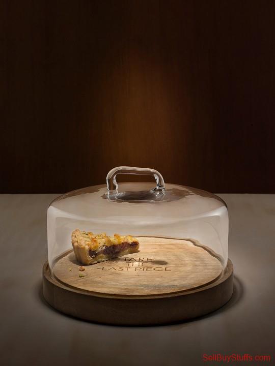 Mumbai ellementry Transparent And Brown Solid Cylindrical Glass Cloche With Wooden Base