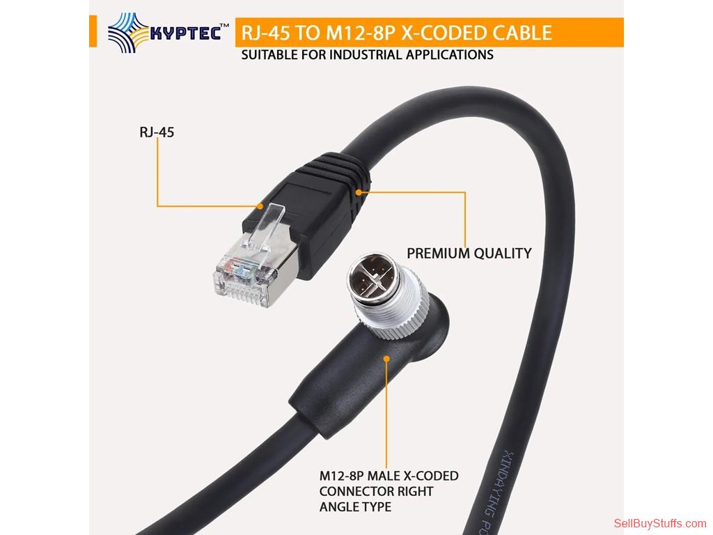 Delhi RJ-45 to M12 8-Pin X-Coded Right Angle Industrial Camera Cable – Kyptec Automation®
