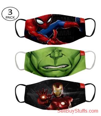 Mumbai BonOrganik Kids Pack of 3 Pcs Multicoloured Avengers Print 2-Ply Protective Outdoors Masks