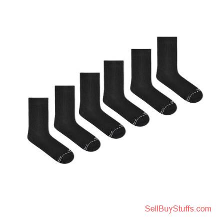 Mumbai Dynamocks Unisex Pack Of 6 Black Solid Calf Length Socks