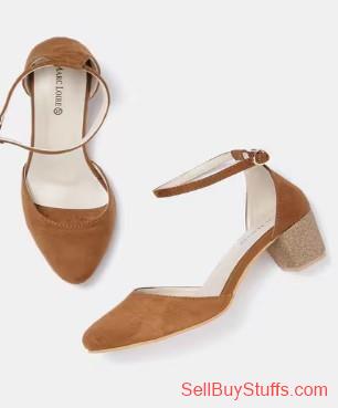 Mumbai Pointy-Toe Block Heels with Ankle Strap