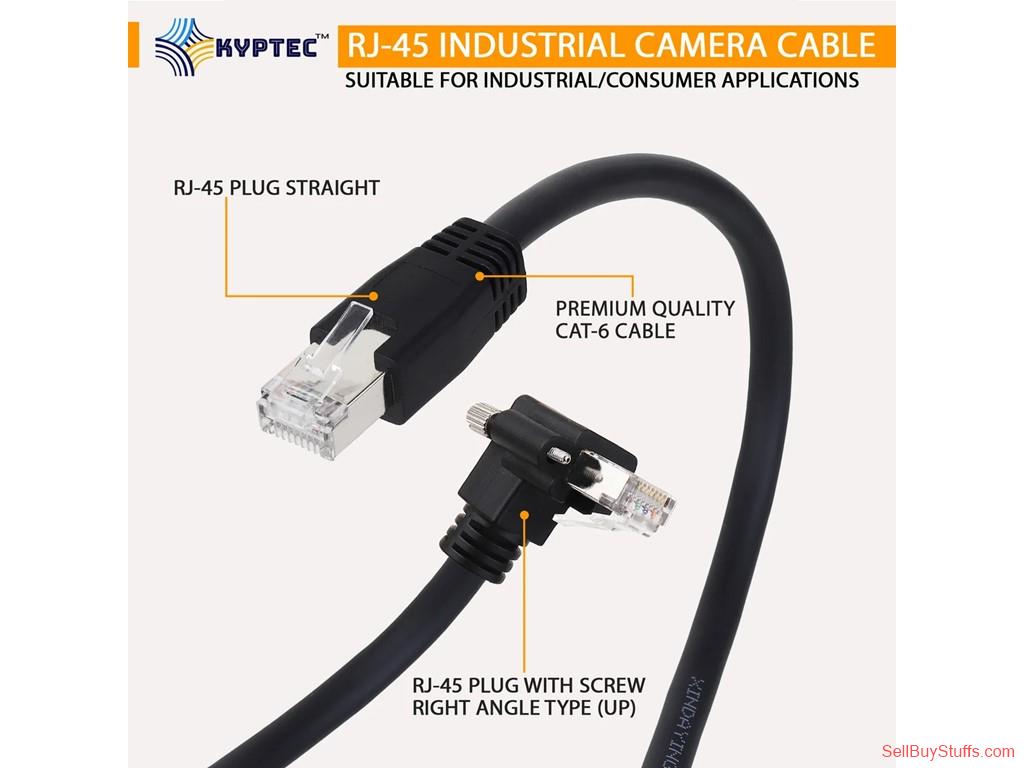 Delhi GigE Machine Vision CAT 6 Camera Cable with Locking RJ-45, Right Angle UP – Kyptec Automation®