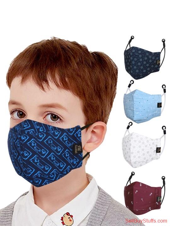 Mumbai CENWELL Kids Pack Of 5 Printed 6-Ply Reusable Pure Cotton 3D Cloth Face Masks