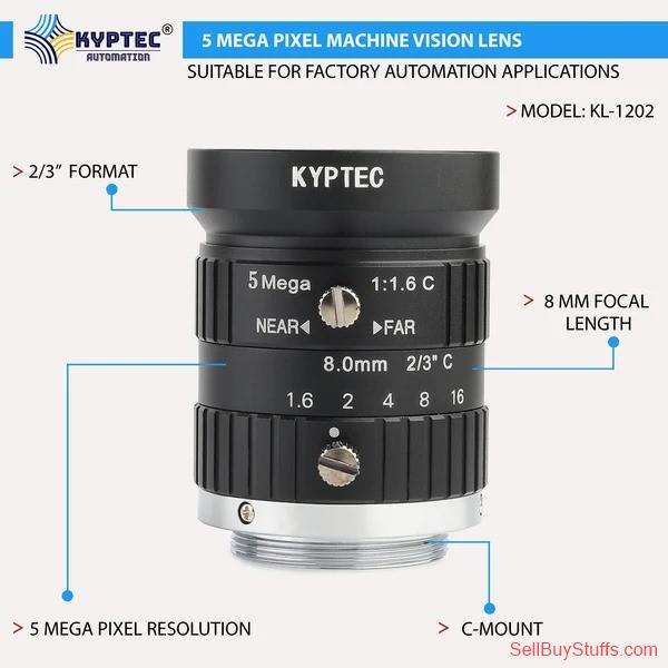Delhi 8 MM 5 MP Wide-Angle Machine Vision Lens for 2/3-Inch Industrial Cameras | C-Mount – Kyptec Automation®
