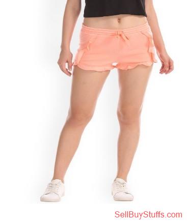 Mumbai Aeropostale Women Orange Solid Regular Fit Regular Shorts