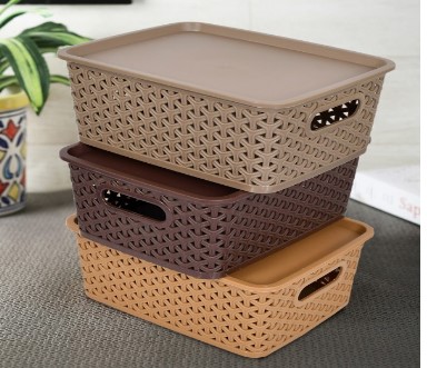Mumbai Kuber Industries Set Of 3 Brown
