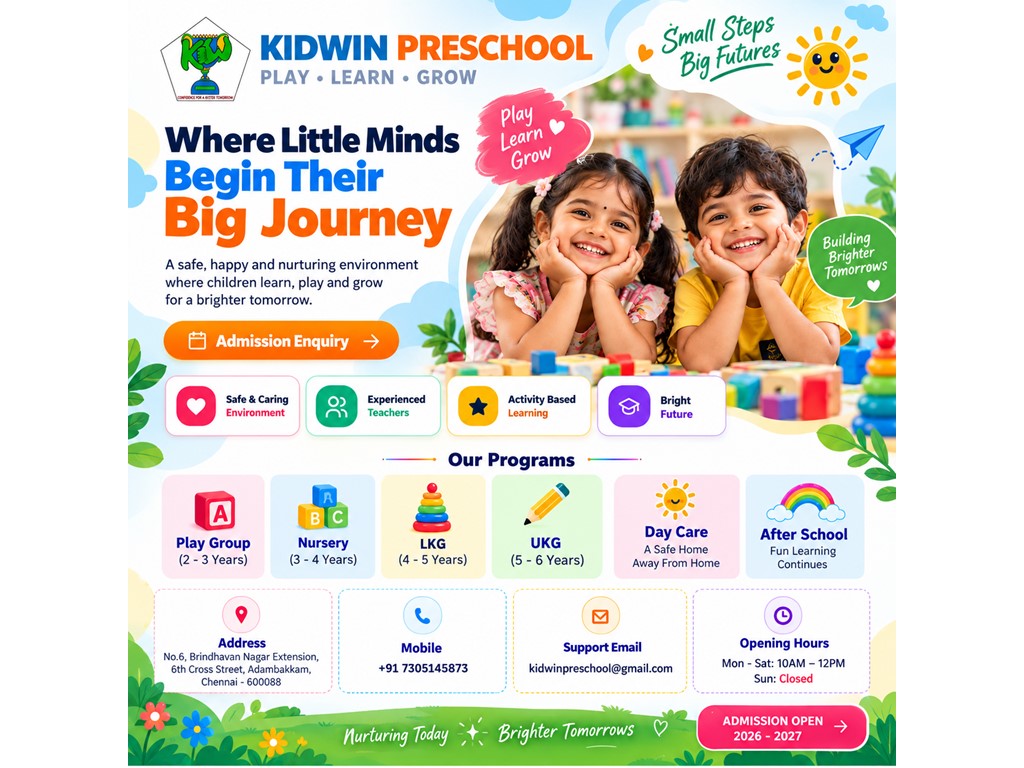 Chennai Contact Kidwin Preschool Adambakkam | Admissions & Campus Visit