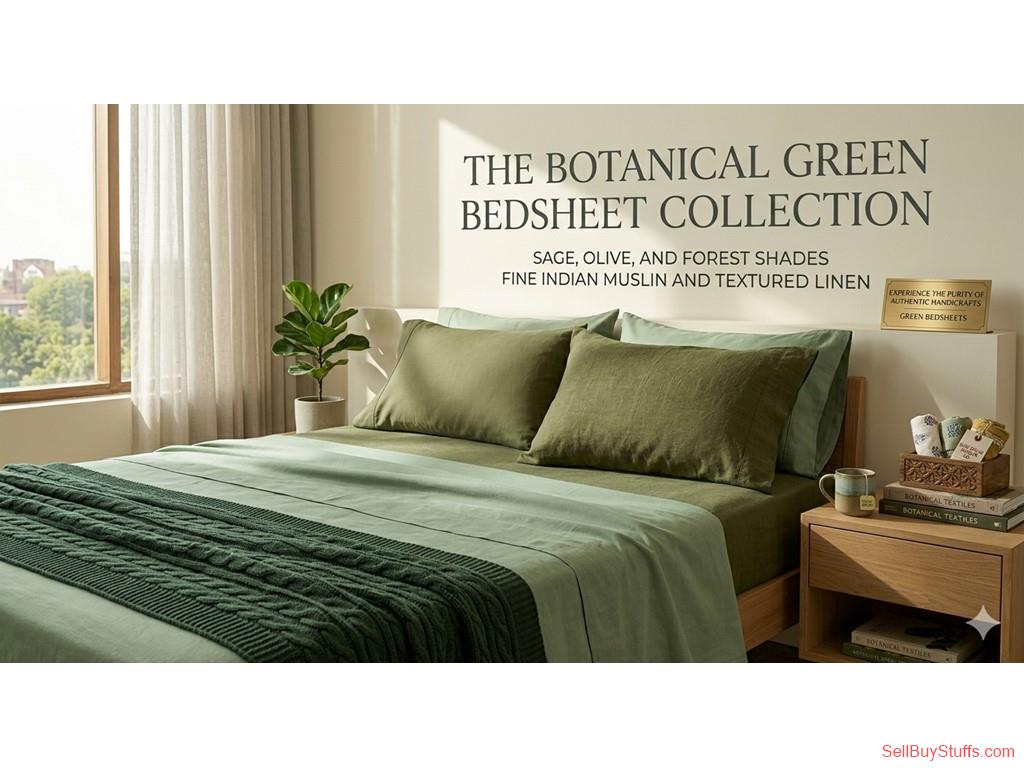 Gurgaon Green Cotton Bedsheets Online India – King Size Soft Bed Linen | theindiglobal